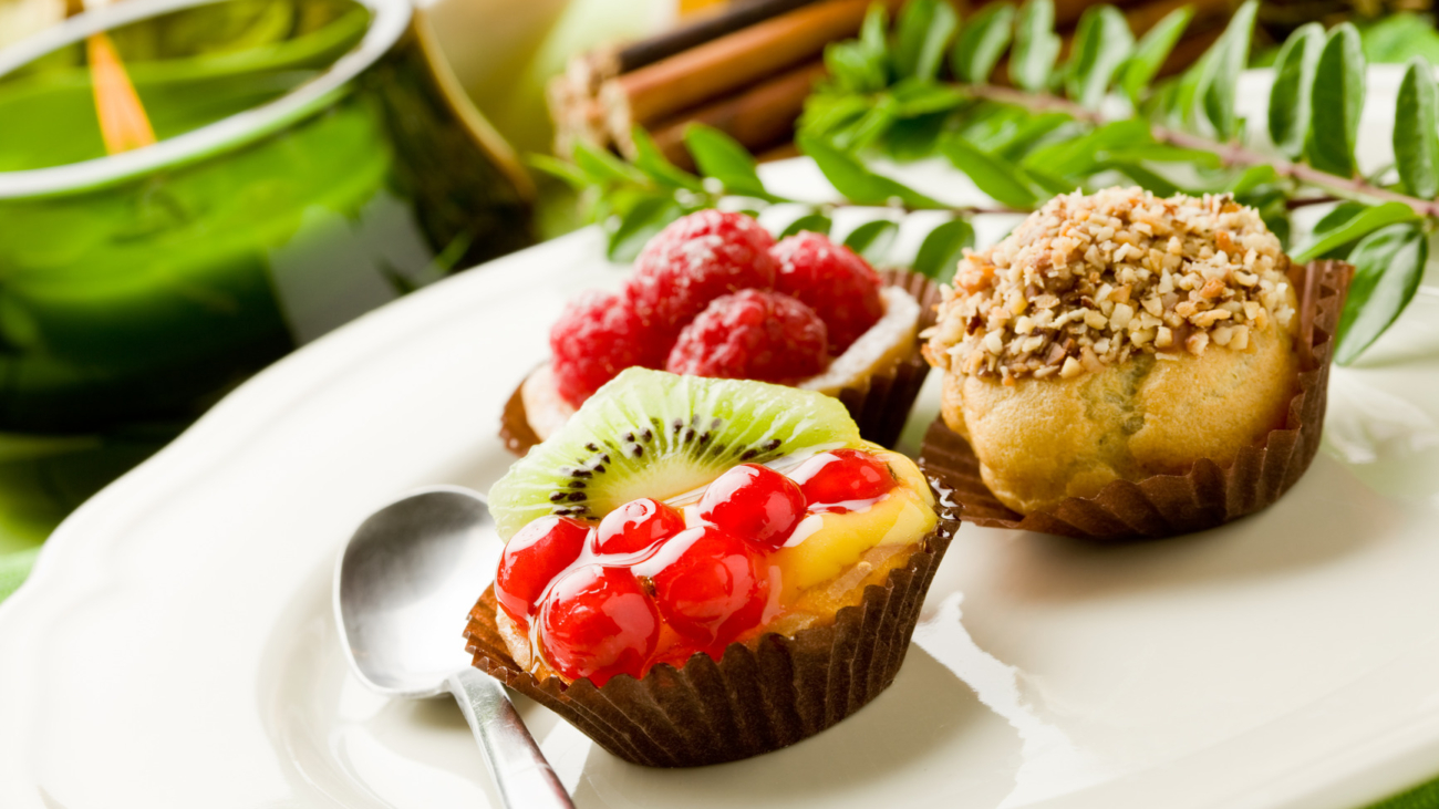 A plate with some fruit and other food on it